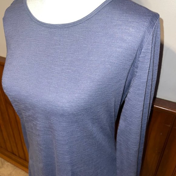 Women's Z by Zella Workout Shirt Gray Slub Knit Cutout Racerback Long Sleeve M - Picture 2 of 5